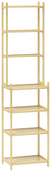 HOMCOM Mobile Scaffale Bagno a 7 Ripiani Portaoggetti in Bambù, 44x33x180 cm, Color Legno