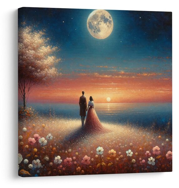 Quadro su tela – Passeggiata romantica tra i fiori
