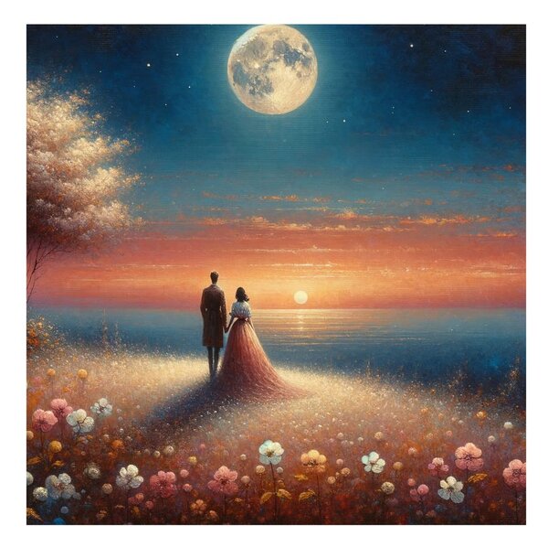 Quadro su tela – Passeggiata romantica tra i fiori