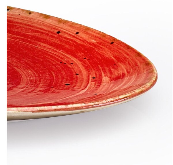 Piattino Appetizer pane in GRES Alta Cucina 16X12X2 cm lavabile in lavastoviglie, adatto al microonde decoro sotto smalto colore Rosso Peperoncino
