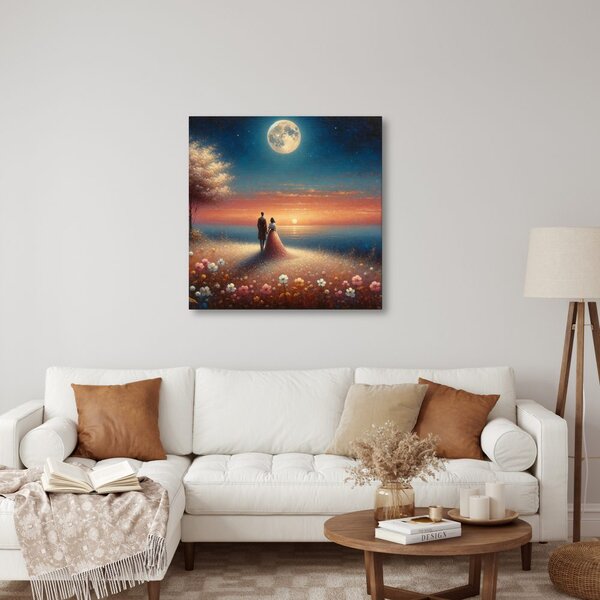 Quadro su tela – Passeggiata romantica tra i fiori