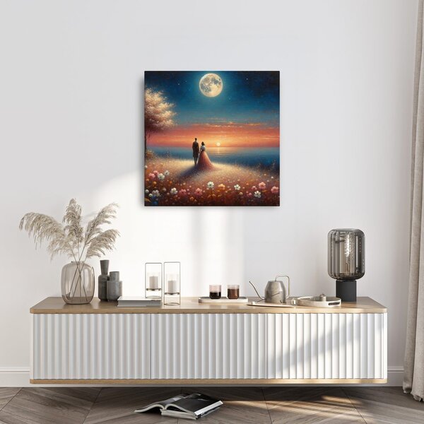 Quadro su tela – Passeggiata romantica tra i fiori