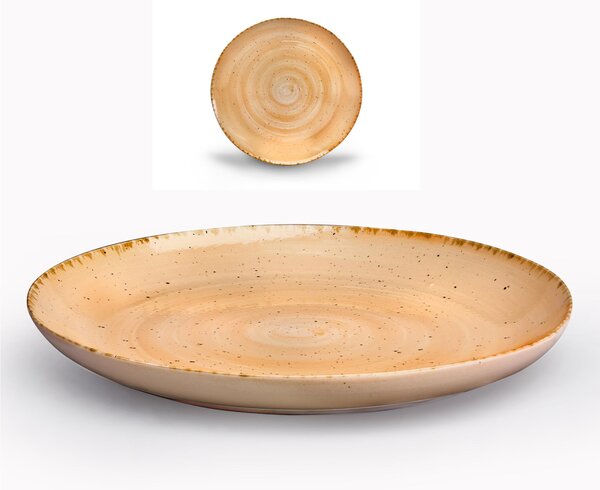 Piatto Grande , pasta, portata in GRES Alta Cucina diametro 32,5x3,5 cm lavabile in lavastoviglie, adatto al microonde decoro sotto smalto colore Zenzero beige