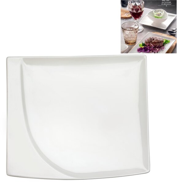 Piatto Snak in porcellana alluminica al 30 % MIAMI 20,5x18xh1,5 cm lavabile in lavastoviglie, ideale per la ristorazione anti sbeccatura