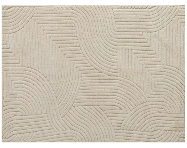 HOMCOM Tappeto Moderno Antiscivolo in Poliestere e Cotone con Design di Linee, per Soggiorno, Camera da Letto, Crema | Aosom Italy