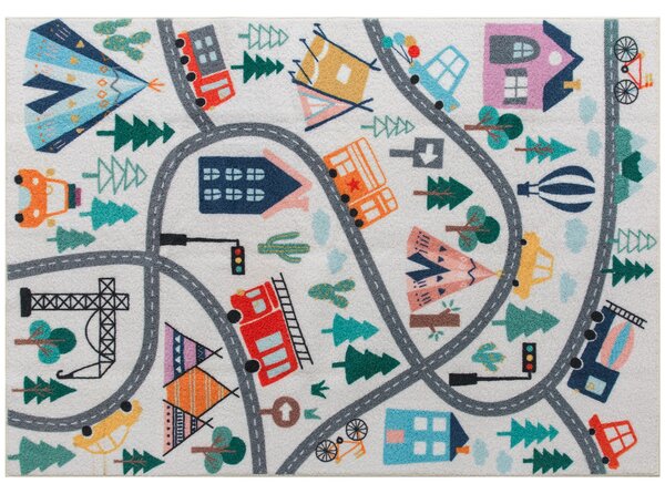 HOMCOM Tappeto con Motivo Paesaggistico a Sfondo Bianco, Tessuto Morbido, Facile da Pulire, 160x120x1cm, Multicolore | Aosom Italy