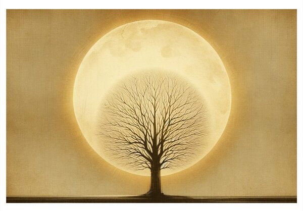Quadro su tela – Albero della vita davanti alla luna