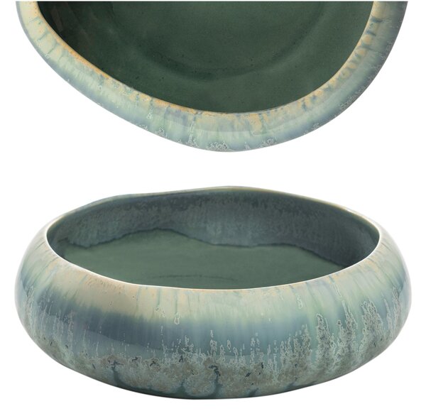 Insalatiera monoporzione in GRES porcellanato 22x21xh7 cm Collezione NORDIC lavabile in lavastoviglie decorato con smalti reattivi decoro acqua