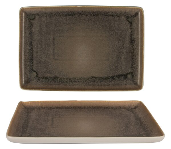 Vassoio Rettangolare in GRES porcellanato 35x23 cm Collezione NORDIC lavabile in lavastoviglie decorato con smalti reattivi decoro terra