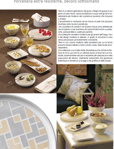 Set vassoietti rettangolari 4 Pezzi 30x18 cm adatto per caff�, pasticcini , torrone e dolci adatto alla lavastoviglie colore colore beige Grigio Bianco