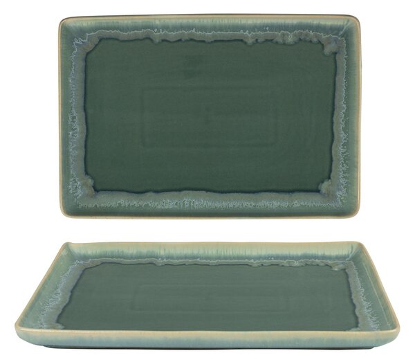 Vassoio Rettangolare in GRES porcellanato 35x23 cm Collezione NORDIC lavabile in lavastoviglie decorato con smalti reattivi decoro Acqua