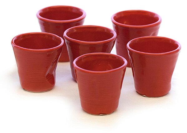 Bicchiere in Gres accartocciato caff� in Gres DEVOTION TO COLORS 6,5x6,5xh6 cm - cl 11 confezione 6 pezzi rosso