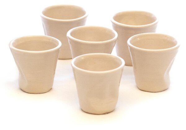Bicchiere in Gres accartocciato caff� in Gres DEVOTION TO COLORS 6,5x6,5xh6 cm - cl 11 confezione 6 pezzi avorio