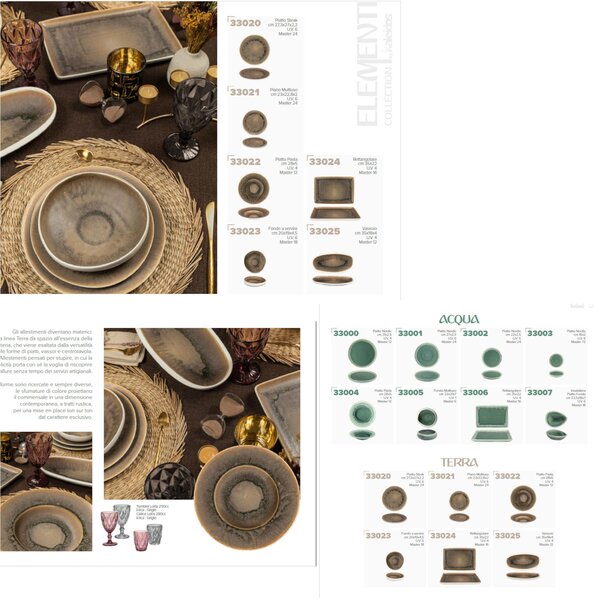 Piatto piano Pasta in Gres Porcellanato set 4 pezzi 23x h 5 cm Collezione NORDIC lavabile in lavastoviglie decorato con smalti reattivi decoro terra