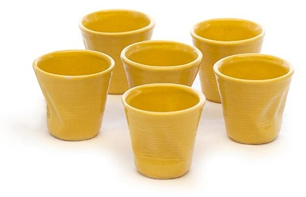 Bicchiere in Gres accartocciato caff� in Gres DEVOTION TO COLORS 6,5x6,5xh6 cm - cl 11 confezione 6 pezzi Giallo