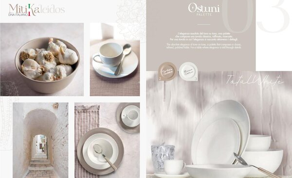 Piatti piani set pezzi 6 posti tavola in porcellana con decoro Sottosmalto Collezione Mitika lavabile in lavastoviglie Bianco Ostuni
