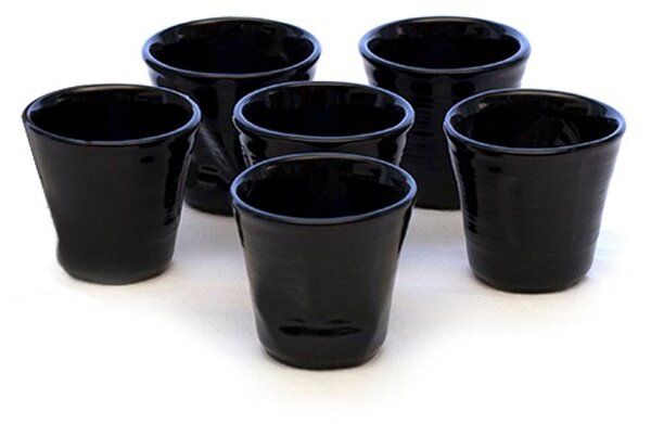 Bicchiere in Gres accartocciato caff� in Gres DEVOTION TO COLORS 6,5x6,5xh6 cm - cl 11 confezione 6 pezzi Nero