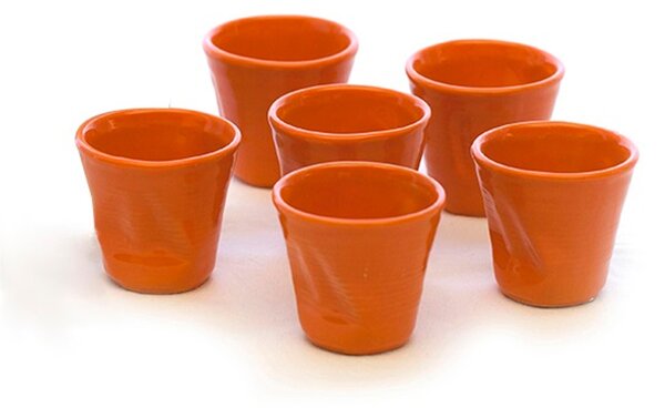 Bicchiere in Gres accartocciato caff� in Gres DEVOTION TO COLORS 6,5x6,5xh6 cm - cl 11 confezione 6 pezzi Arancio