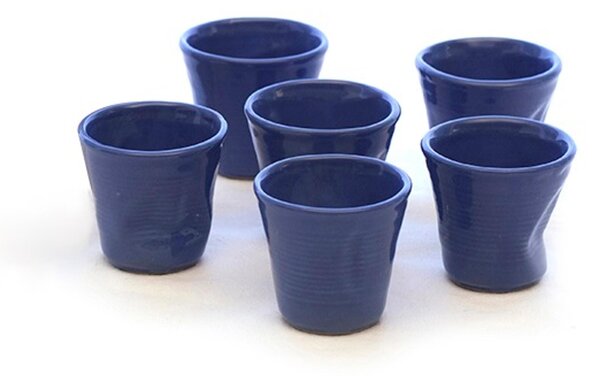 Bicchiere in Gres accartocciato caff� in Gres DEVOTION TO COLORS 6,5x6,5xh6 cm - cl 11 confezione 6 pezzi Blu