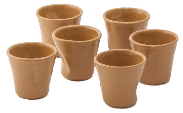Bicchiere in Gres accartocciato caff� in Gres DEVOTION TO COLORS 6,5x6,5xh6 cm - cl 11 confezione 6 pezzi marrone