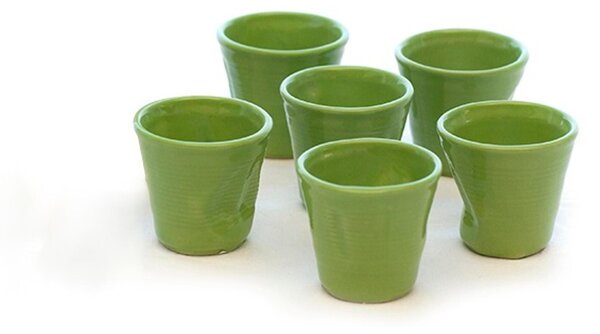 Bicchiere in Gres accartocciato caff� in Gres DEVOTION TO COLORS 6,5x6,5xh6 cm - cl 11 confezione 6 pezzi verde