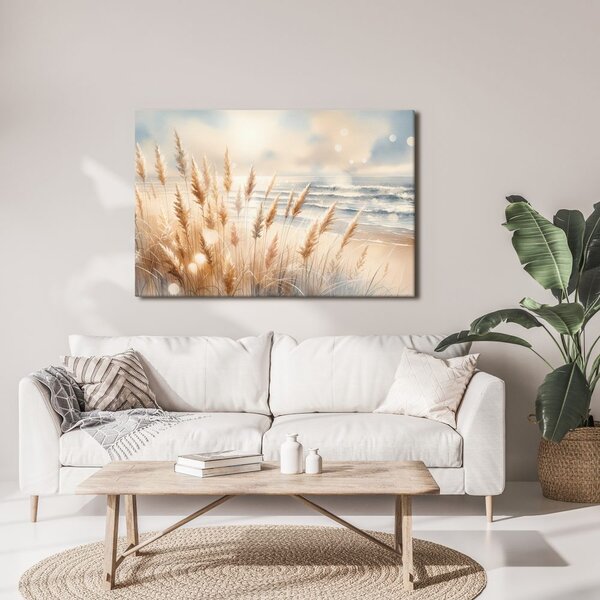 Quadro su tela – Erba della pampa sulla spiaggia