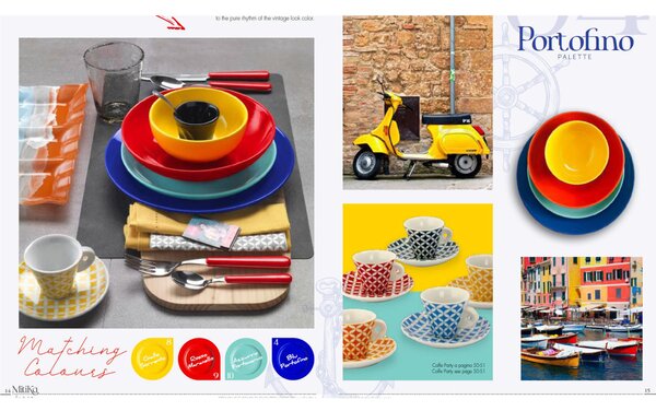 Piatti Frutta set pezzi 6 posti tavola in porcellana con decoro Sottosmalto Collezione Mitika lavabile in lavastoviglie Blu Portofino