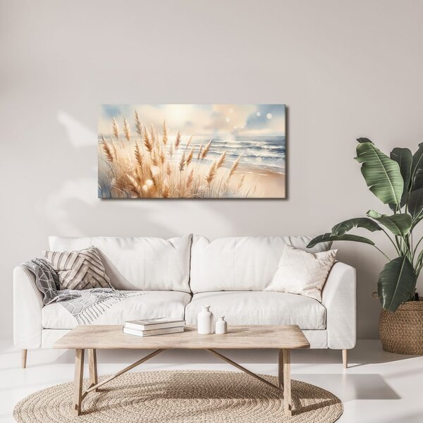 Quadro su tela – Erba della pampa vicino al mare