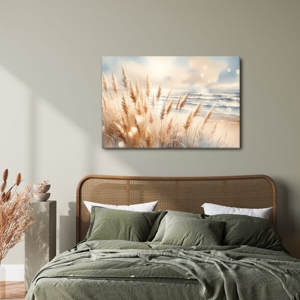 Quadro su tela – Erba della pampa sulla spiaggia