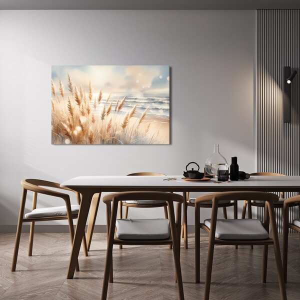 Quadro su tela – Erba della pampa sulla spiaggia