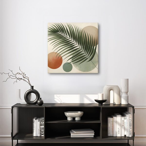 Quadro su tela – Foglia tropicale in cerchi