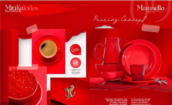 Piatti Frutta set pezzi 6 posti tavola in porcellana con decoro Sottosmalto Collezione Mitika lavabile in lavastoviglie Rosso Maranello