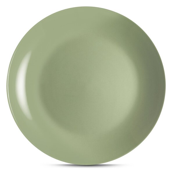 Piatti piani set pezzi 6 posti tavola in porcellana con decoro Sottosmalto Collezione Mitika lavabile in lavastoviglie colore Verde Erice