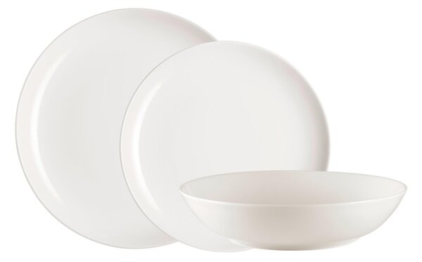Piatti Fondi set pezzi, 6 posti tavola in porcellana limoges SKANDIA cm 22 lavabile in lavastoviglie Bianco Freddo