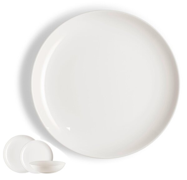 Piatti piani set pezzi, 6 posti tavola in porcellana limoges SKANDIA cm 26 lavabile in lavastoviglie Bianco Freddo
