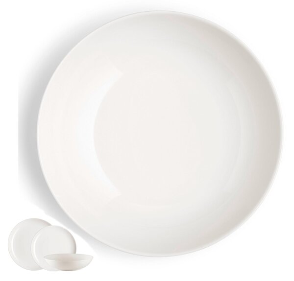Piatti Fondi set pezzi, 6 posti tavola in porcellana limoges SKANDIA cm 23 lavabile in lavastoviglie Bianco Freddo