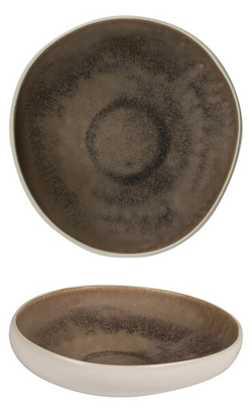 Piatti Fondi set 6 pezzi p in Gres Porcellanato 20x19xh4,5 cm Collezione NORDIC lavabile in lavastoviglie decorato con smalti reattivi decoro terra