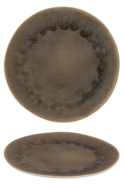 Piatti piani set 6 pezzi p in Gres Porcellanato 27,3x27xh 2,2 cm Collezione NORDIC lavabile in lavastoviglie decorato con smalti reattivi decoro terra