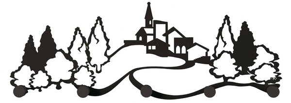Appendi Abiti Paesaggio in metallo, 85x32h., colore Nero Goffrato