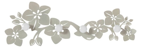 Appendiabiti da parete Fior di loto in metallo, 77X26H, colore Avorio