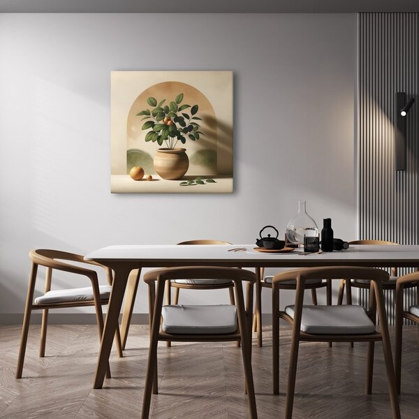 Quadro su tela – Frutti dorati in vaso di terracotta