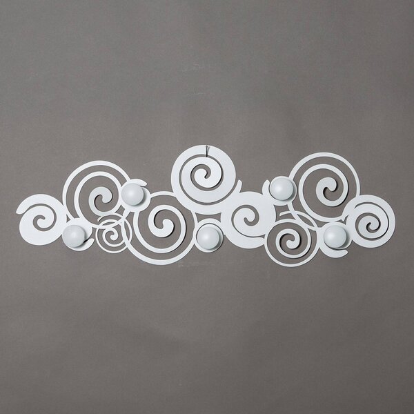 Appendiabiti da parete particolare Orfeo in metallo, 75x25h, colore Bianco Neve