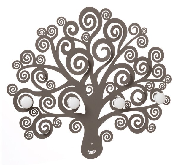 Appendiabiti da parete decorativo Albero della Vita in metallo, 70X60H, Appendiabiti in ferro da parete ispirato all'albero colore Fango