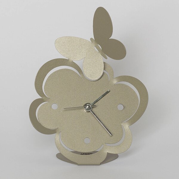 Orologio Farfallina in metallo verniciato , Dimensioni 13xh17 cm, colore Sabbia