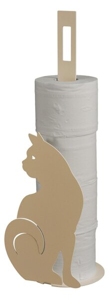 Porta Carta Igienica Gatto terra in metallo, colore Nero Goffrato