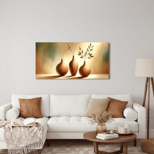 Quadro su tela – Vasi dorati con foglie