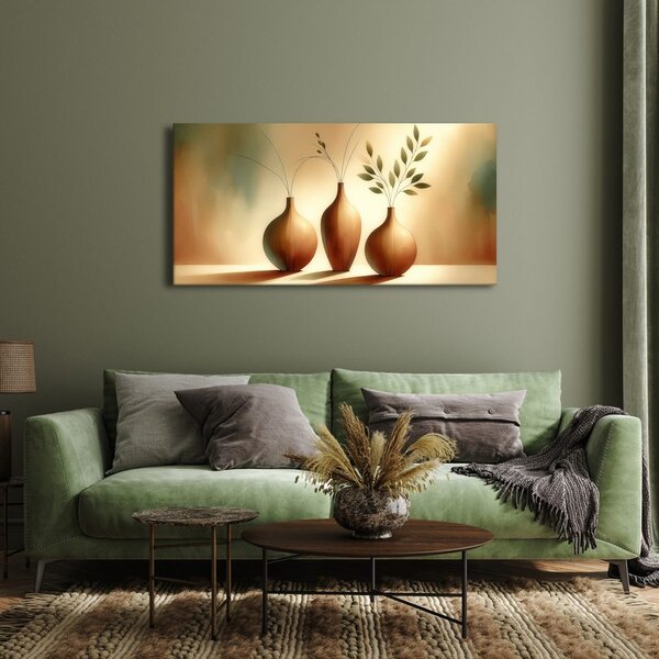 Quadro su tela – Vasi dorati con foglie