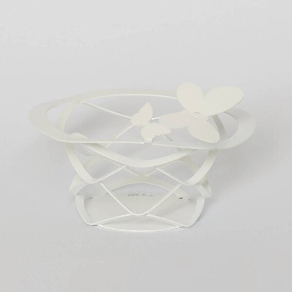 Cestino Butterfly in metallo verniciato , Dimensioni 13xh5 cm, colore Bianco Neve