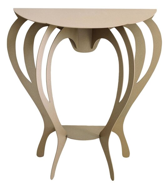 Piccola consolle elegante di design Ballerina in metallo, 80x35Px80h, colore Beige