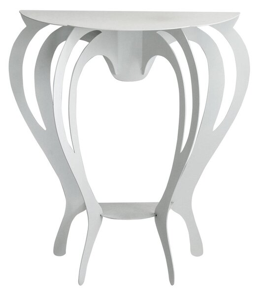 Piccola consolle elegante di design Ballerina in metallo, 80x35Px80h, colore Bianco Lucido